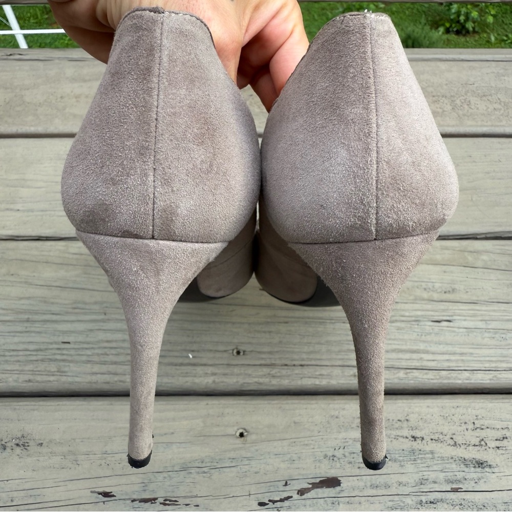 Stuart Weitzman Scallopfine Anthracite Suede Scallop Edge Pumps Shoes Heels 11 - Picture 7 of 15